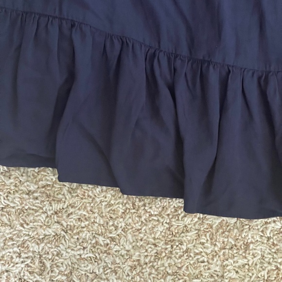 Loft Navy Off Shoulder Flare Sleeve with Button Accent Peplum Blouse Large - Picture 3 of 8